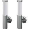 2 appliques murales cylindriques en acier inoxydable