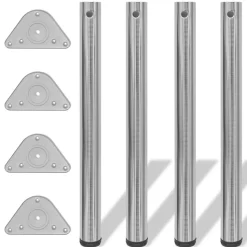 4 pieds de table réglables en hauteur 710 mm Nickel brossé