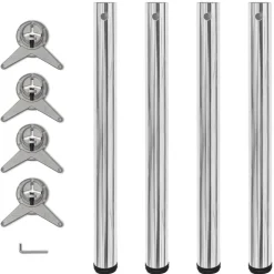 4 pieds de table réglables en hauteur 710 mm Chromé