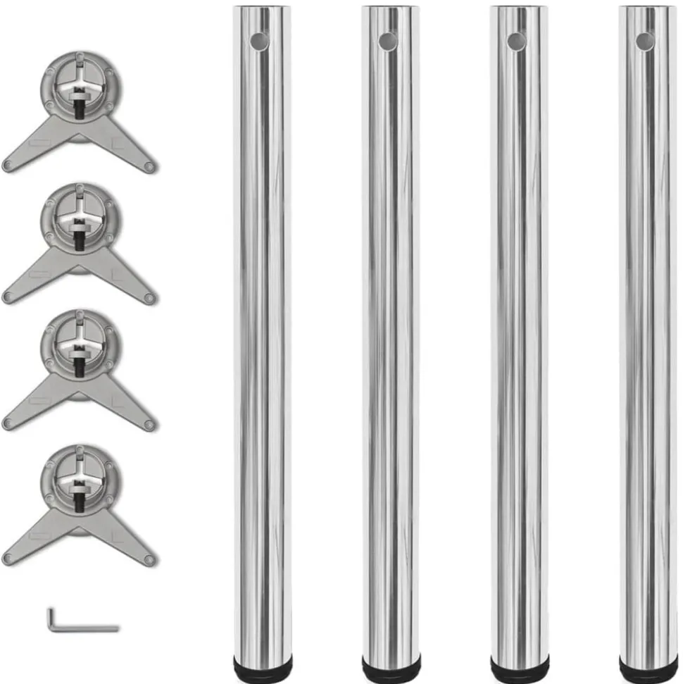 4 pieds de table réglables en hauteur 710 mm Chromé