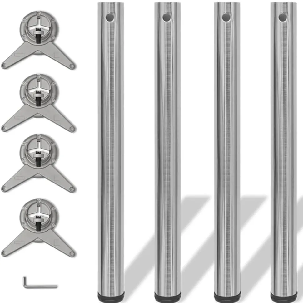 4 pieds de table réglables en hauteur 710 mm Nickel brossé