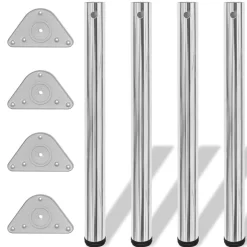 4 pieds de table réglables en hauteur 710 mm Chromé