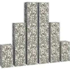 vidaXL 6 gabions en fil galvanisé