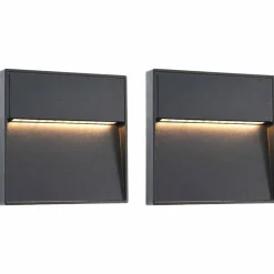 vidaXL 2 pcs Appliques murales LED d'extérieur 3 W Noir Carré