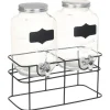 vidaXL 2 pcs Distributeurs de boissons avec support 2 x 4 L Verre