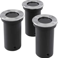 vidaXL 3 pcs Lampes encastrables au sol d'extérieur Rond