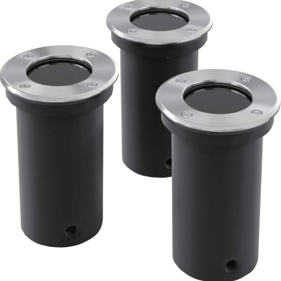 vidaXL 3 pcs Lampes encastrables au sol d'extérieur Rond
