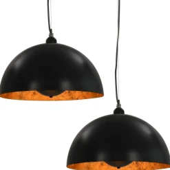vidaXL 2 pcs Plafonniers Noir et doré Semi-sphérique 40 cm E27