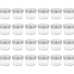 vidaXL 24 pcs Pots à confiture avec couvercles argentés Verre 110 ml