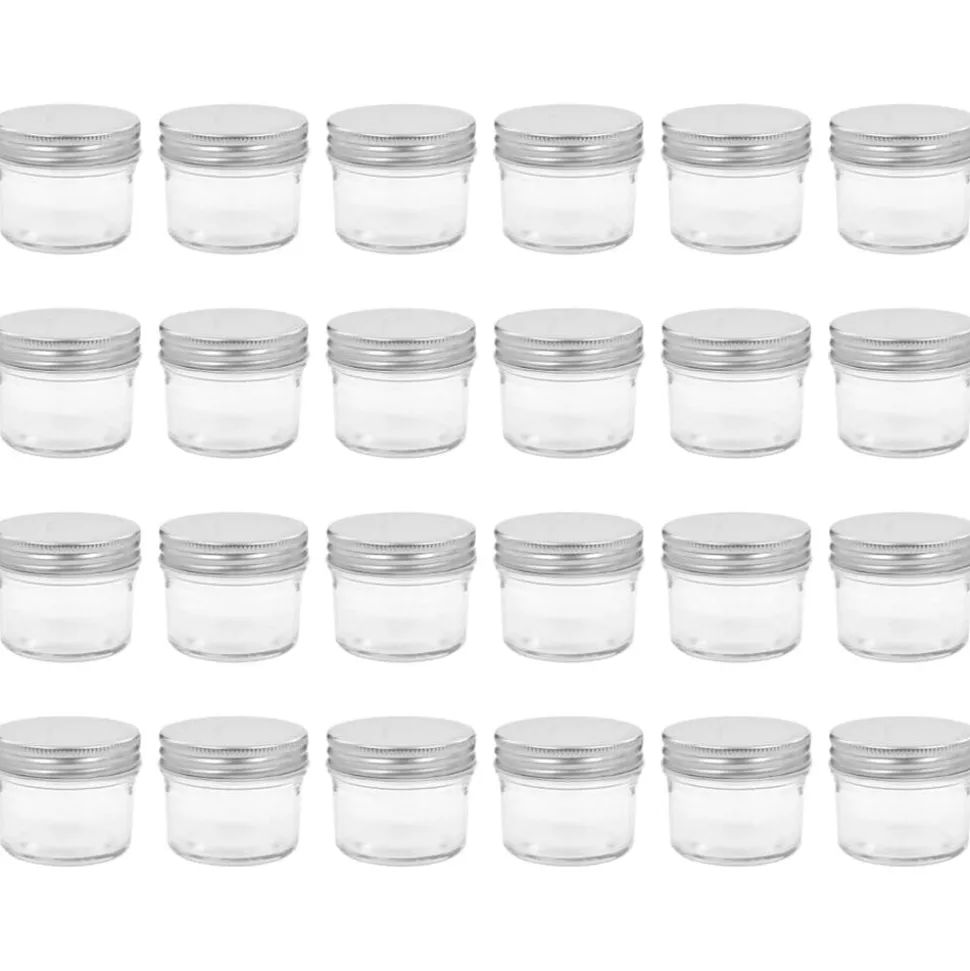 vidaXL 24 pcs Pots à confiture avec couvercles argentés Verre 110 ml