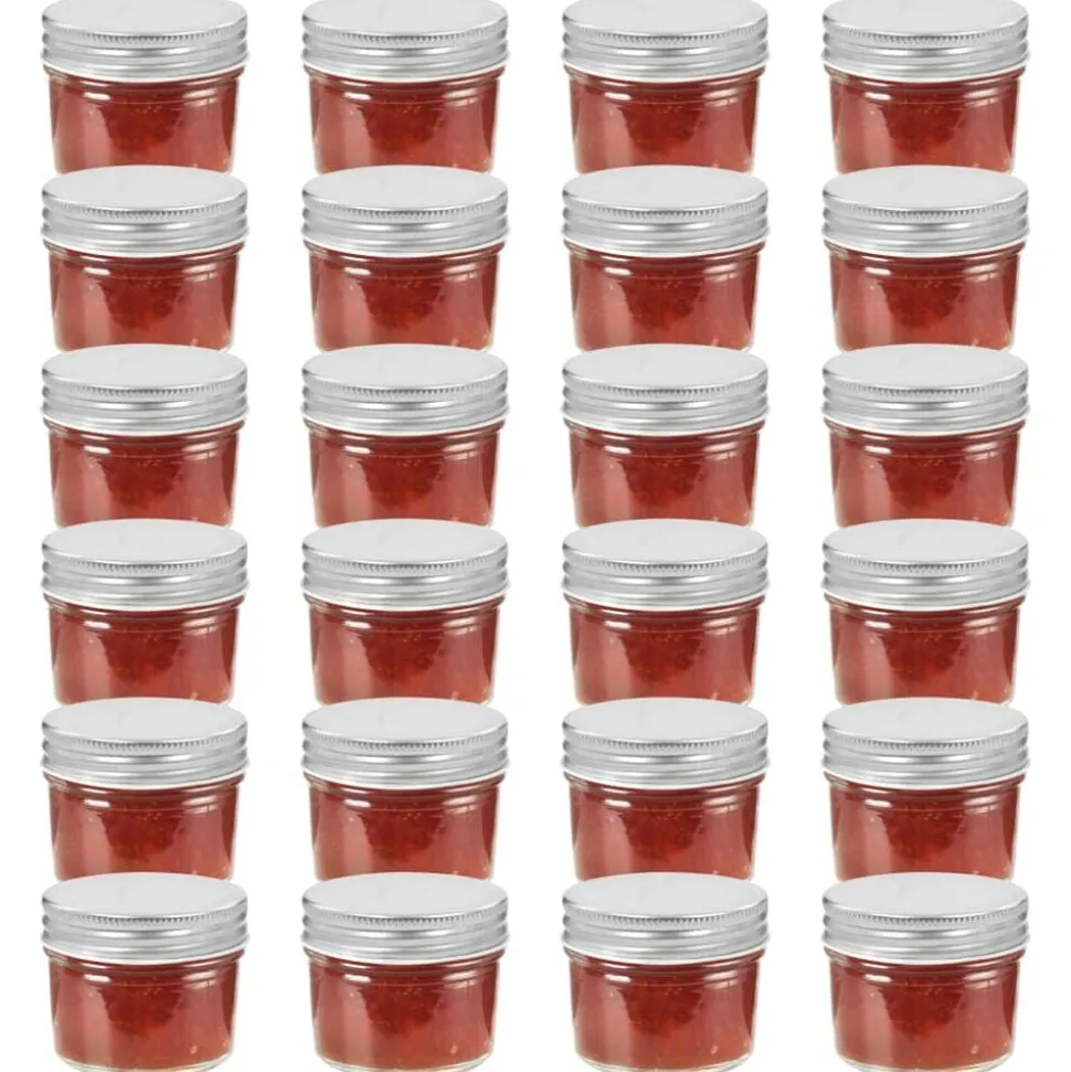 vidaXL 24 pcs Pots à confiture avec couvercles argentés Verre 110 ml