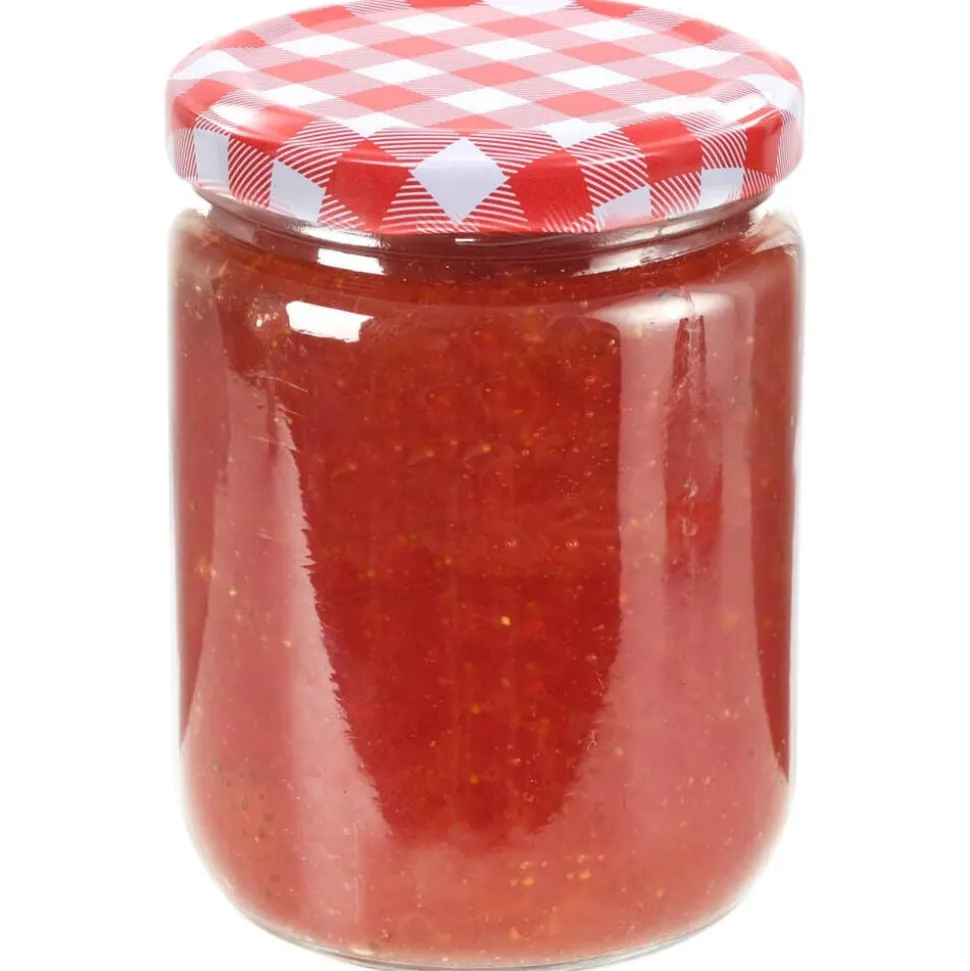 vidaXL 48 pcs Pots à confiture Couvercle blanc et rouge Verre 230 ml