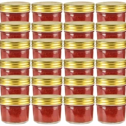 vidaXL 24 pcs Pots à confiture avec couvercles dorés Verre 110 ml