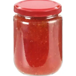vidaXL 48 pcs Pots à confiture avec couvercle rouge Verre 230 ml