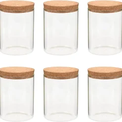 vidaXL 6 pcs Pots de conservation en verre et couvercle en liège 650ml