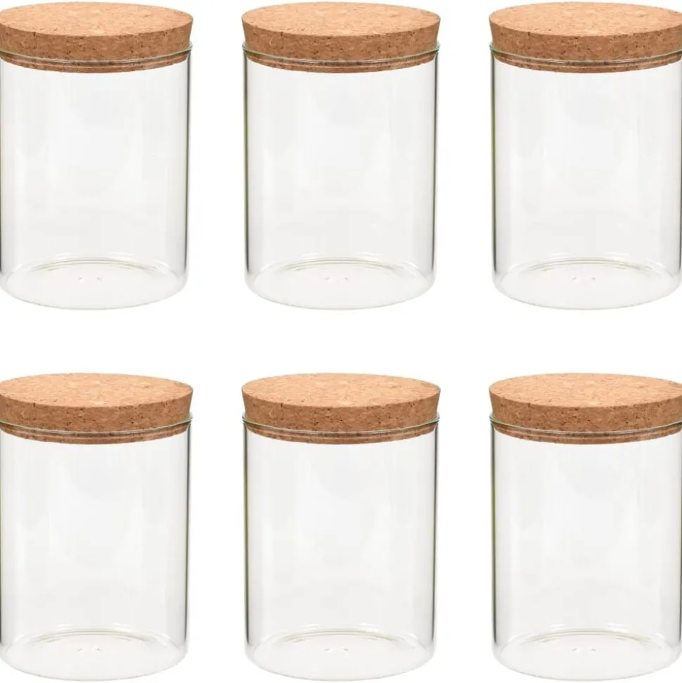 vidaXL 6 pcs Pots de conservation en verre et couvercle en liège 650ml