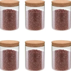 vidaXL 6 pcs Pots de conservation en verre et couvercle en liège 650ml
