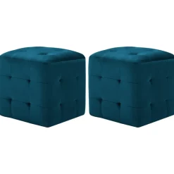 vidaXL 2 pcs Poufs Bleu 30 x 30 x 30 cm Tissu velours