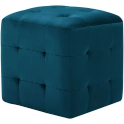 vidaXL 2 pcs Poufs Bleu 30 x 30 x 30 cm Tissu velours