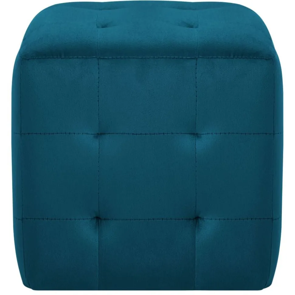 vidaXL 2 pcs Poufs Bleu 30 x 30 x 30 cm Tissu velours