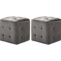 vidaXL 2 pcs Poufs Gris 30 x 30 x 30 cm Tissu velours