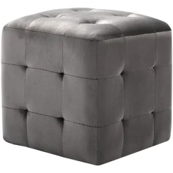 vidaXL 2 pcs Poufs Gris 30 x 30 x 30 cm Tissu velours