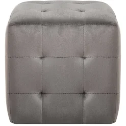 vidaXL 2 pcs Poufs Gris 30 x 30 x 30 cm Tissu velours