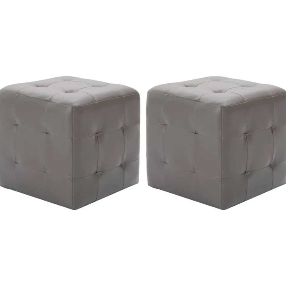 vidaXL 2 pcs Poufs Gris 30 x 30 x 30 cm Similicuir