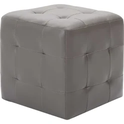 vidaXL 2 pcs Poufs Gris 30 x 30 x 30 cm Similicuir