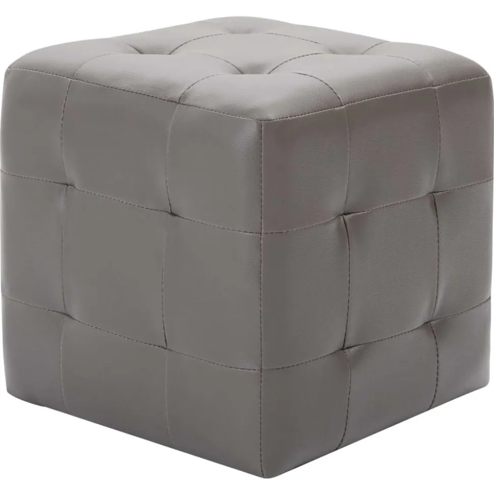 vidaXL 2 pcs Poufs Gris 30 x 30 x 30 cm Similicuir