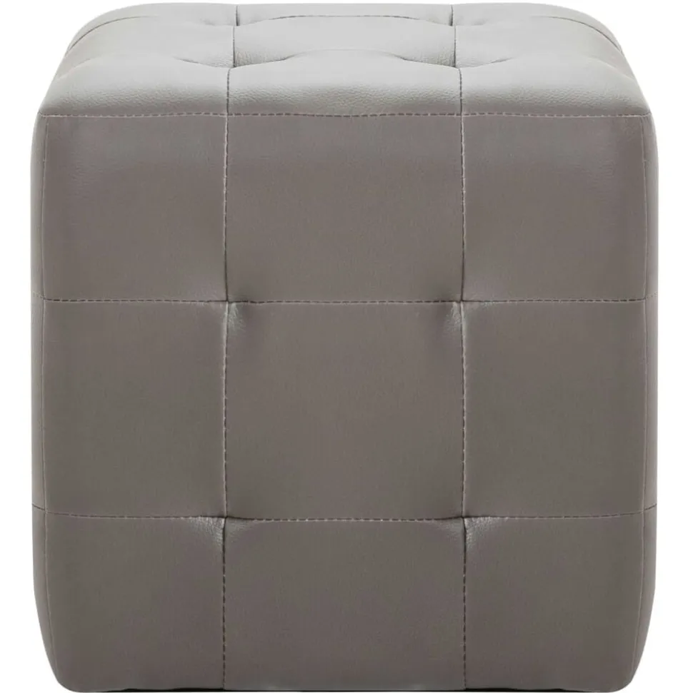 vidaXL 2 pcs Poufs Gris 30 x 30 x 30 cm Similicuir