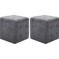 vidaXL 2 pcs Poufs Gris 30 x 30 x 30 cm Similicuir daim