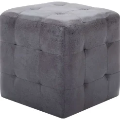 vidaXL 2 pcs Poufs Gris 30 x 30 x 30 cm Similicuir daim