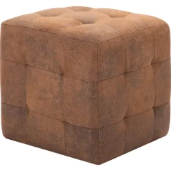 vidaXL 2 pcs Poufs Marron 30 x 30 x 30 cm Similicuir daim