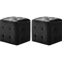 vidaXL 2 pcs Poufs Noir 30 x 30 x 30 cm Tissu velours