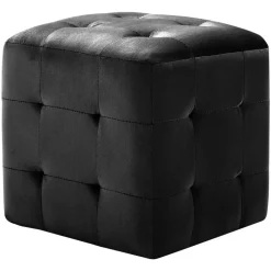 vidaXL 2 pcs Poufs Noir 30 x 30 x 30 cm Tissu velours