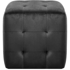 vidaXL 2 pcs Poufs Noir 30 x 30 x 30 cm Tissu velours