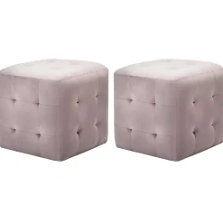 vidaXL 2 pcs Poufs Rose 30 x 30 x 30 cm Tissu velours