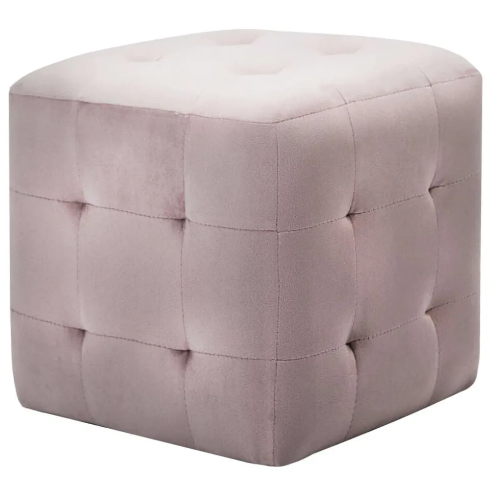 vidaXL 2 pcs Poufs Rose 30 x 30 x 30 cm Tissu velours