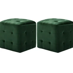 vidaXL 2 pcs Poufs Vert 30 x 30 x 30 cm Tissu velours