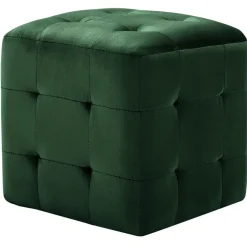 vidaXL 2 pcs Poufs Vert 30 x 30 x 30 cm Tissu velours