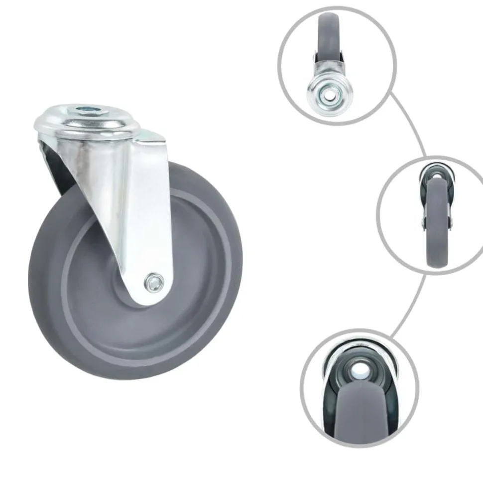 vidaXL 4 pcs Roulettes pivotantes à trou de boulon 125 mm