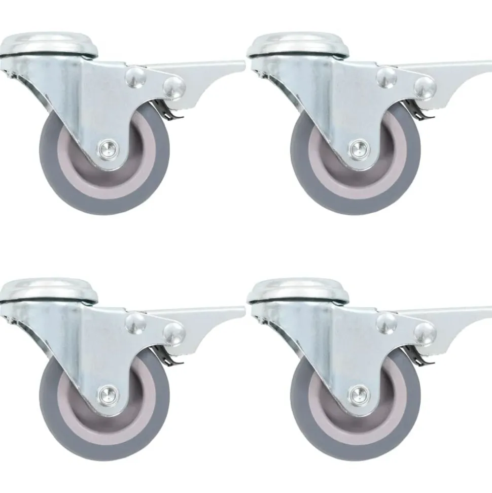 vidaXL 4 pcs Roulettes pivotantes à trou de boulon à double frein 50mm