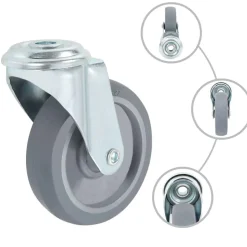 vidaXL 4 pcs Roulettes pivotantes à trou de boulon 100 mm