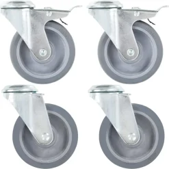 vidaXL 4 pcs Roulettes pivotantes à trou de boulon 100 mm