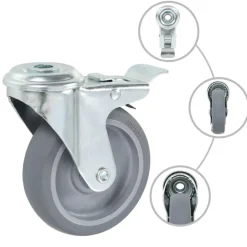 vidaXL 4 pcs Roulettes pivotantes à trou de boulon 100 mm