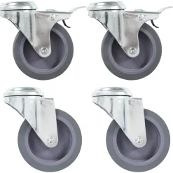 vidaXL 4 pcs Roulettes pivotantes à trou de boulon 75 mm