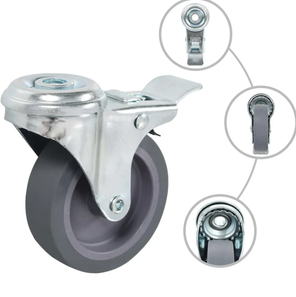 vidaXL 4 pcs Roulettes pivotantes à trou de boulon 75 mm