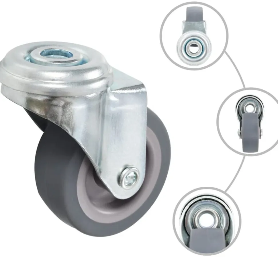 vidaXL 4 pcs Roulettes pivotantes à trou de boulon 50 mm