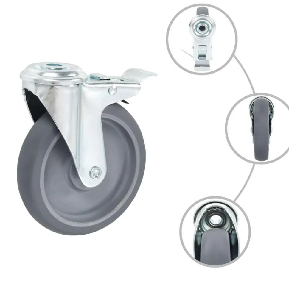 vidaXL 4 pcs Roulettes pivotantes à trou de boulon 125 mm